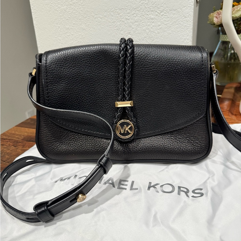 Michael Kors black braided crossbody